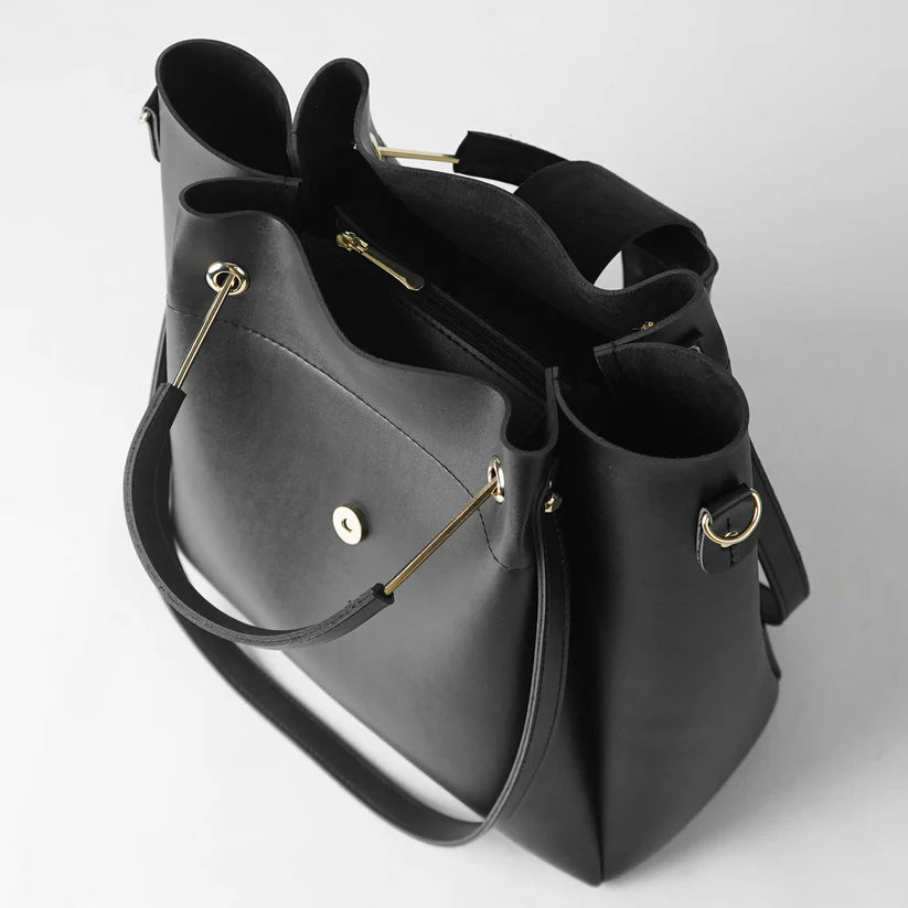 3 PIECE HAND BAG - BLACK
