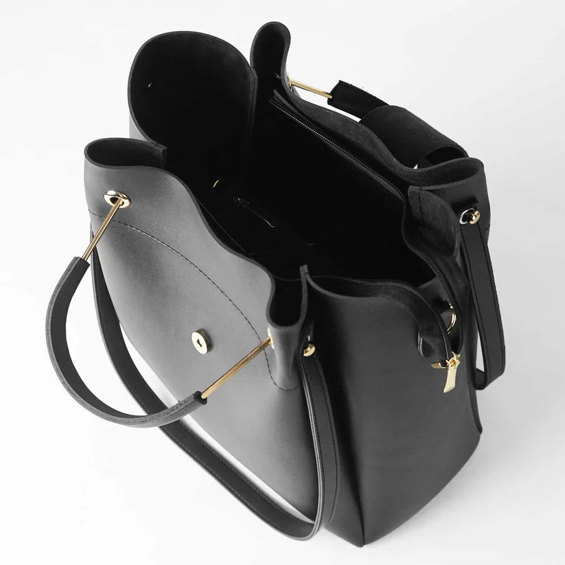 Imported Leather 3 Pcs Bag Set – Classic Black
